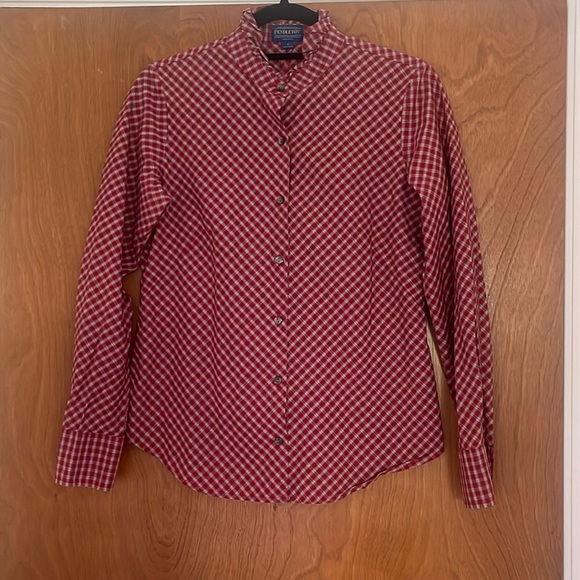 Pendleton Tartan Tidings Plaid Ruffle Collar Button Up Shirt Size 4 - Picture 2 of 9
